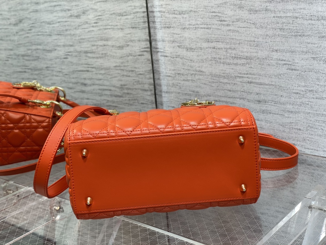 Medium Lady Dior Bag Orange Cannage Lambskin